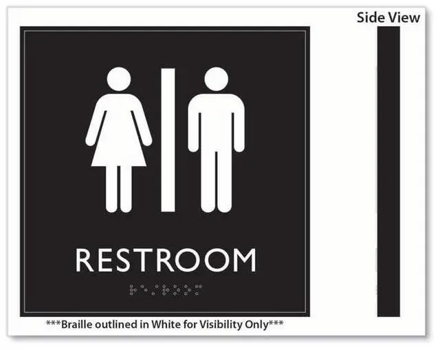 Alt view image 5 of 5 - ADA Sign Unisex Restroom Plastic 8 x 8 Clear/White 66910