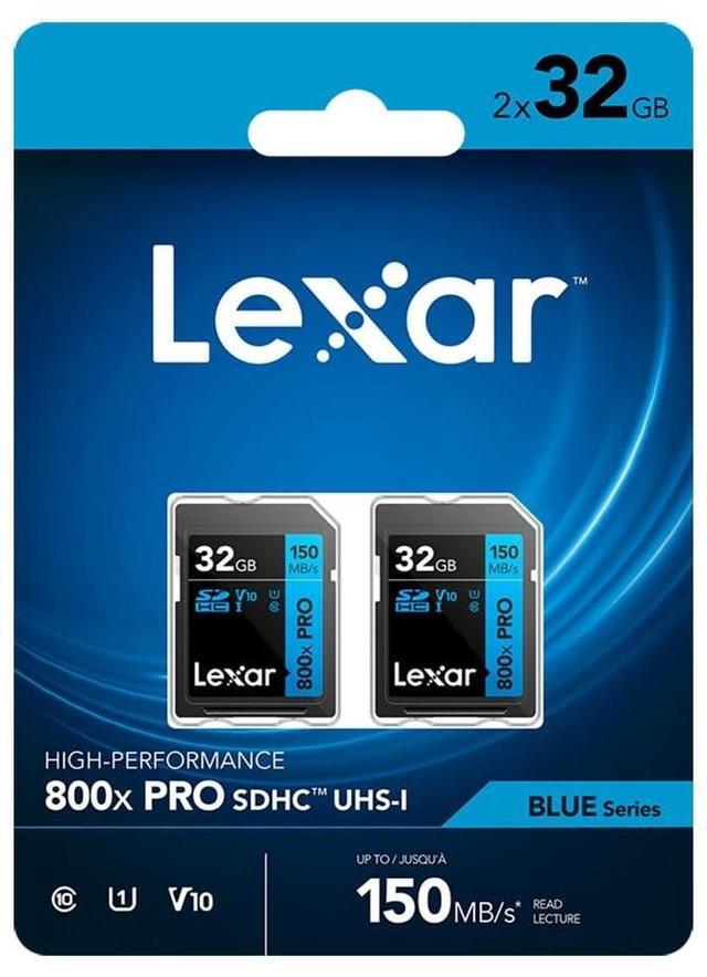 Alt view image 11 of 15 - Lexar High-Performance 800x PRO BLUE Series 32GB SDHC Memory Card Class 10 UHS-I V10 2/Pack (LSD0800P032G-B2NNU)