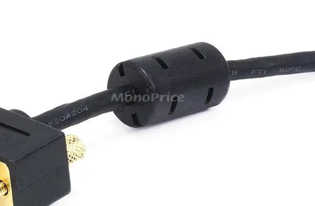 Alt view image 13 of 13 - Monoprice Ultra Slim SVGA Super VGA M/M Monitor Cable - 35 Feet With Ferrites | 30/32AWG, Gold Plated Connector