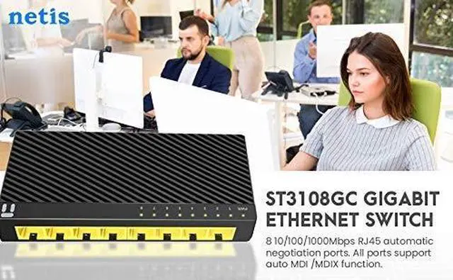 Alt view image 12 of 13 - Netis ST3108C 8 Port 10/100Mbps Fast Ethernet Switch | Desktop Ethernet Splitter, Ethernet Hub, Plug and Play, Traffic Optimization Auto-Negotiation RJ45 Ports with Compact Design