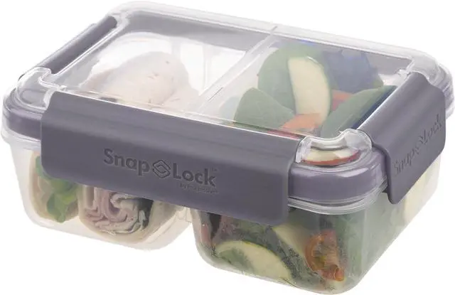Alt view image 2 of 3 - Progressive SNL-1018GY SnapLock 4-Cup Large Divided Lunch Container - Gray