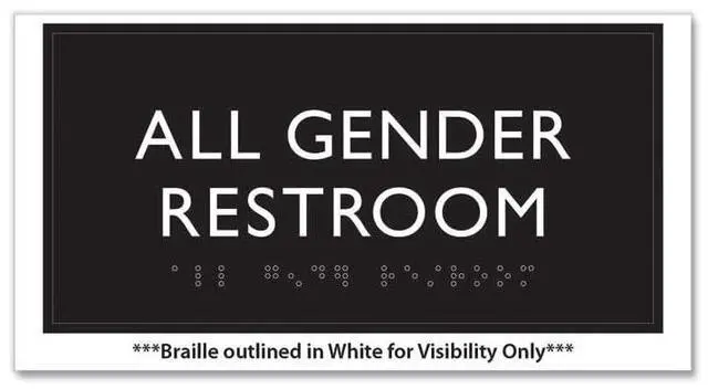 Alt view image 3 of 5 - ADA Sign All Gender Restroom Plastic 4 x 4 Clear/White 69920
