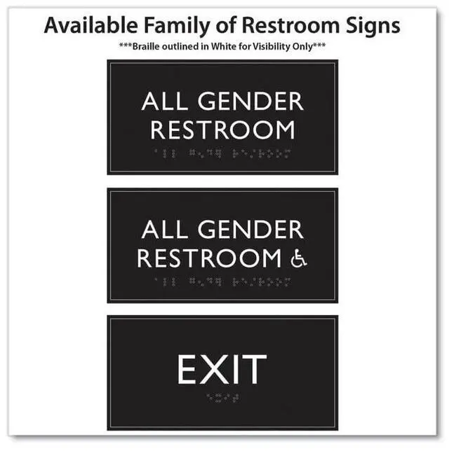 Alt view image 4 of 5 - ADA Sign All Gender Restroom Plastic 4 x 4 Clear/White 69920