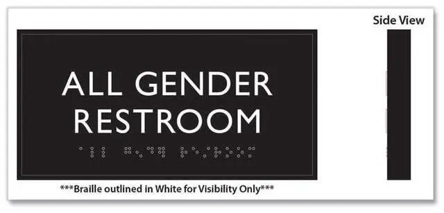 Alt view image 5 of 5 - ADA Sign All Gender Restroom Plastic 4 x 4 Clear/White 69920