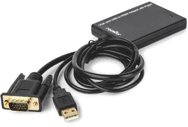 Alt view image 12 of 16 - Rocstor VGA to HDMI Adapter with USB Power & Audio