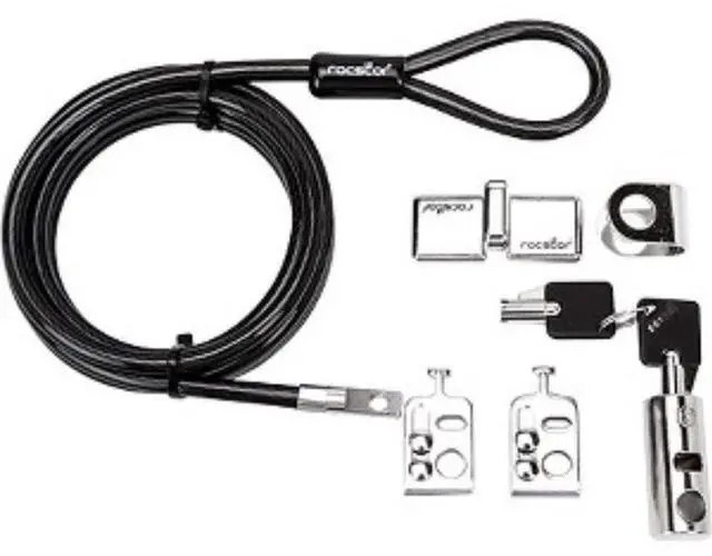 Alt view image 4 of 7 - Rocstor Y10C181-B1 Rocbolt Desktop Lock Kit Locking Security Kit With 8Ft Cable