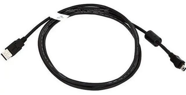 Alt view image 8 of 10 - Monoprice USB 2.0 Cable - 6 Feet - Black | A Male to Mini-B 5pin Male 28/24AWG Cable with Ferrite Core