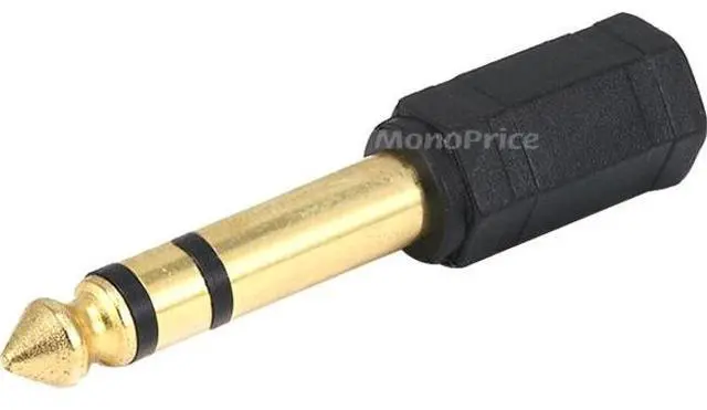 Alt view image 8 of 13 - Monoprice 1/4in (6.35mm) TRS Stereo Plug to 3.5mm TRS Stereo Jack Adapter, Gold Plated