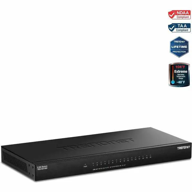 Alt view image 11 of 17 - TRENDnet TEG-S3160, 16-Port Unmanaged 2.5G Desktop Network Ethernet Switch