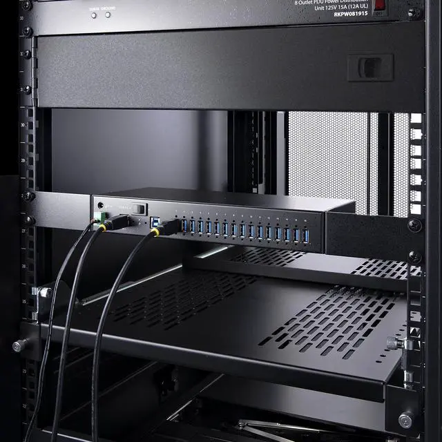 Alt view image 2 of 7 - StarTech 16-Port Industrial USB 5Gbps Hub with Power Adapter - Mountable - Terminal Block Power - USB Charging - Dual-Host Hub/Switch (S5G16AINDS-USB-A-HUB)