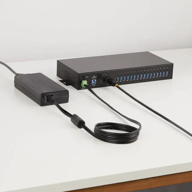 Alt view image 5 of 7 - StarTech 16-Port Industrial USB 5Gbps Hub with Power Adapter - Mountable - Terminal Block Power - USB Charging - Dual-Host Hub/Switch (S5G16AINDS-USB-A-HUB)