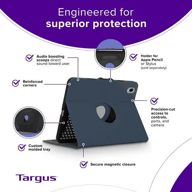 Alt view image 9 of 14 - Targus VersaVu THZ93502GL Carrying Case for iPad 10th Gen Blue