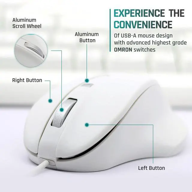 Alt view image 6 of 7 - Matias USB-A Wired Pbt Mouse White