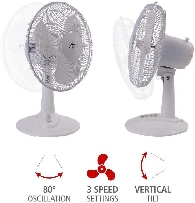Alt view image 5 of 9 - Alera 12" 3-Speed Oscillating Desk Fan Plastic White FAN122W