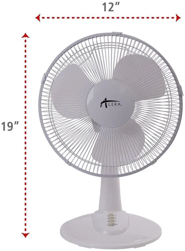Alt view image 6 of 9 - Alera 12" 3-Speed Oscillating Desk Fan Plastic White FAN122W