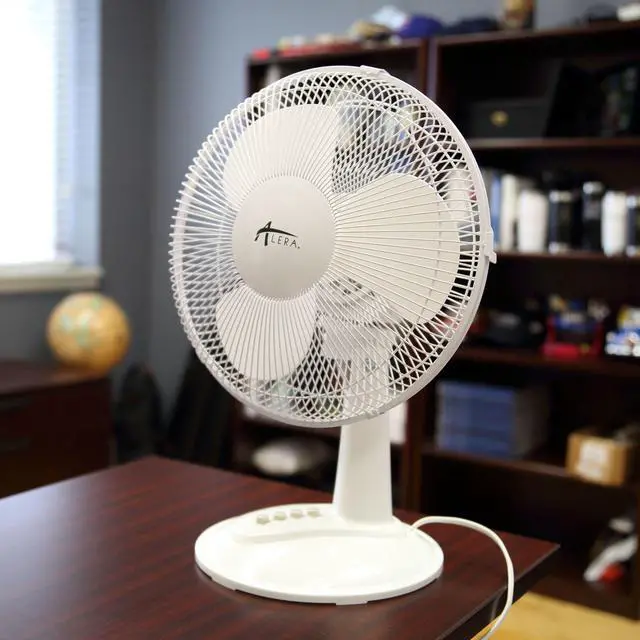 Alt view image 7 of 9 - Alera 12" 3-Speed Oscillating Desk Fan Plastic White FAN122W