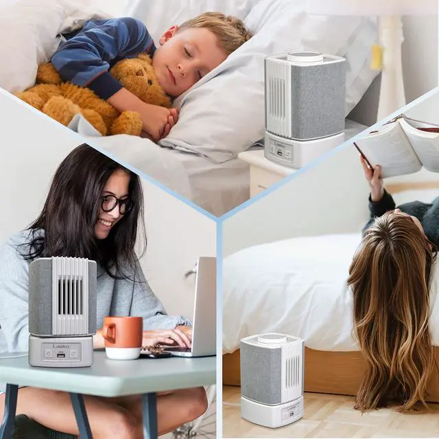 Alt view image 7 of 7 - Lasko SlumberBreeze 2-in-1 Personal Fan With White Noise White SB101