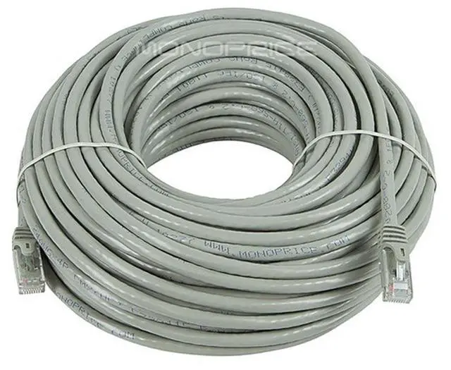 Alt view image 12 of 14 - Monoprice Cat6 Ethernet Patch Cable - 100 Feet - Gray | Network Internet Cord - RJ45, Stranded, 550Mhz, UTP, Pure Bare Copper Wire, 24AWG - Flexboot Series