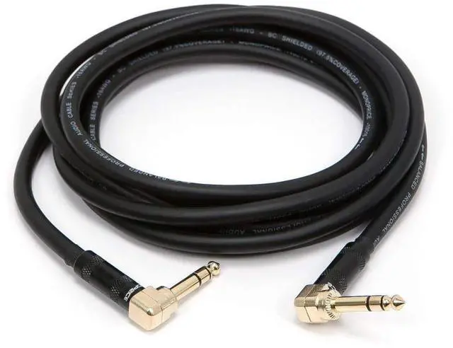 Alt view image 10 of 10 - Monoprice Premier Series 1/4 Inch (TRS) Right Angle Male to Right Angle Male 16AWG Cable Cord - 10 Feet- Black (Gold Plated)
