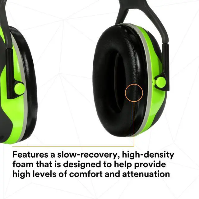 Alt view image 20 of 20 - 3M PELTOR X4 Earmuffs, 27 dB NRR, Fluorescent Yellow-Green X4A