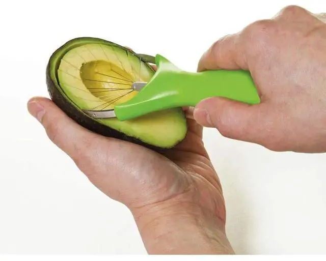 Alt view image 3 of 3 - progressive international prepworks stainless steel blades kitchen utensil tool fruit avocado slicer, green