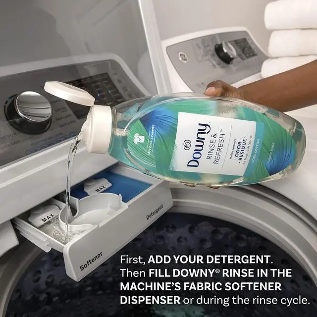 Alt view image 9 of 12 - Downy Rinse & Refresh Liquid Fabric Softener Cool Cotton 70 Loads 48 oz. (3700091446)