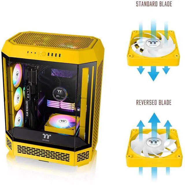 Alt view image 19 of 20 - Thermaltake CT120 EX Reverse ARGB Sync PC Cooling Fan 3 Pack, 500~2000 RPM, 5V Mobo Sync, 16.8 Million Colors 9 LEDs, MagForce 2.0 Connectors, Hydraulic Bearing, Bumblebee, CL-F223-PL12BB-A