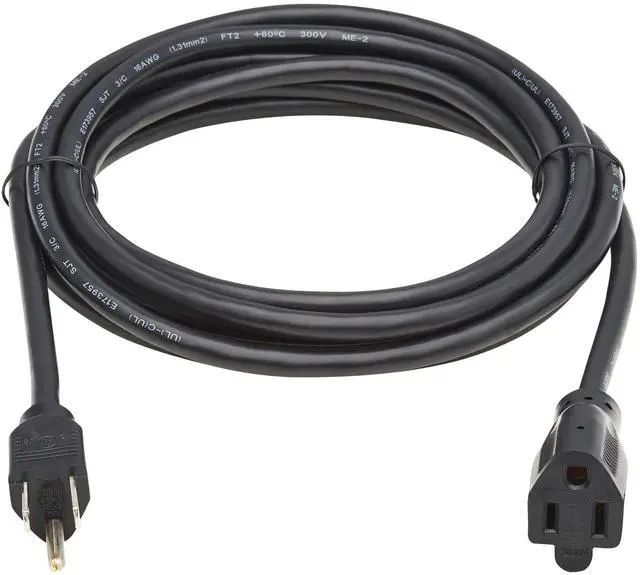 Alt view image 9 of 12 - Tripp Lite 10ft Power Extension Cord NEMA 5-15P to NEMA 5-15R Black P02201013A
