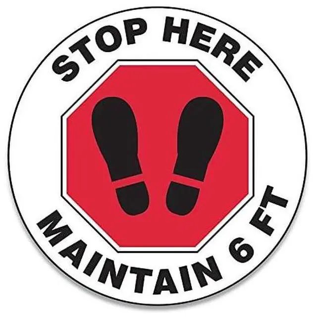 Alt view image 3 of 3 - Slip-Gard 12" Social Distance Floor Signs RedWhite 25pk MFS388ESP