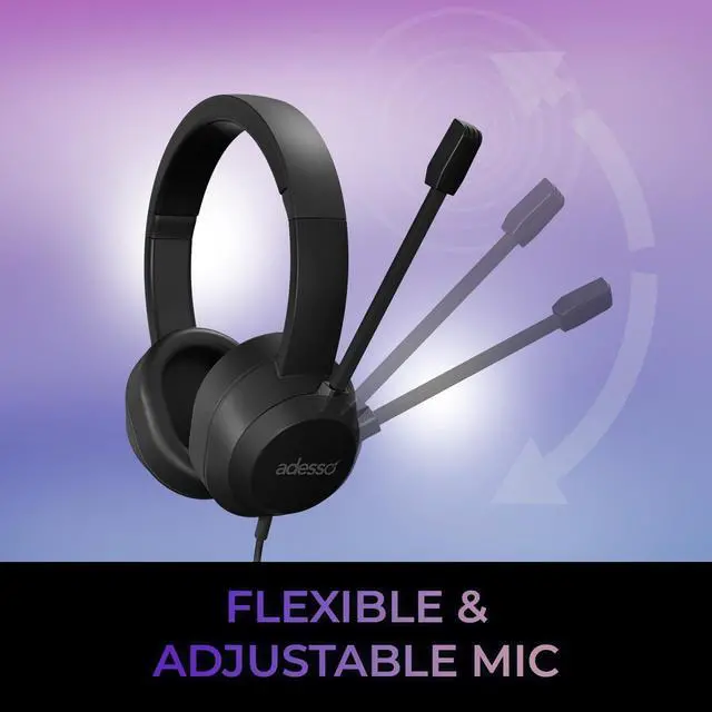 Alt view image 11 of 14 - Adesso Xtream P7 Wired Stereo Headset With AI Controls - Stereo - USB Type A, USB Type C - Wired - 32 Ohm - 20 Hz to 20 kHz - Over-the-head - Binaural - Circumaural - 6 ft Cable - Omni-directional Mic