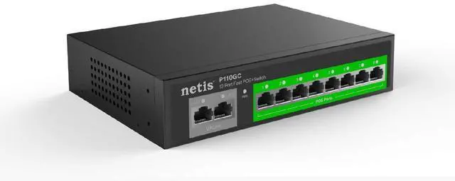 Alt view image 8 of 10 - Netis P110GC 8GE Gigabit PoE Switch and 2GE Gigabit Uplink | 30W PoE+ Per Port 802.3af/at PoE Budget 120W | with 4KV Lightning Protection, Internal Power Supply and Long Distance Data Transmission