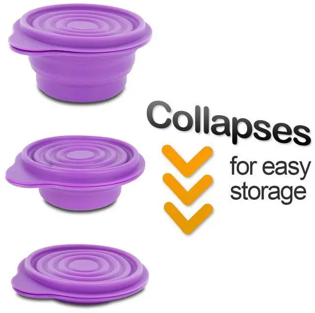 Alt view image 2 of 7 - BPA-Free 1.5 Cup Collapsible Silicone Container with Lid, Purple