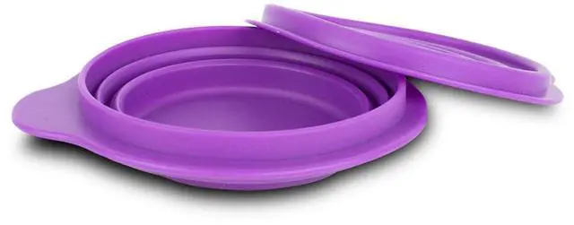 Alt view image 3 of 7 - BPA-Free 1.5 Cup Collapsible Silicone Container with Lid, Purple