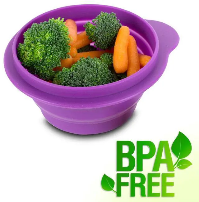 Alt view image 4 of 7 - BPA-Free 1.5 Cup Collapsible Silicone Container with Lid, Purple