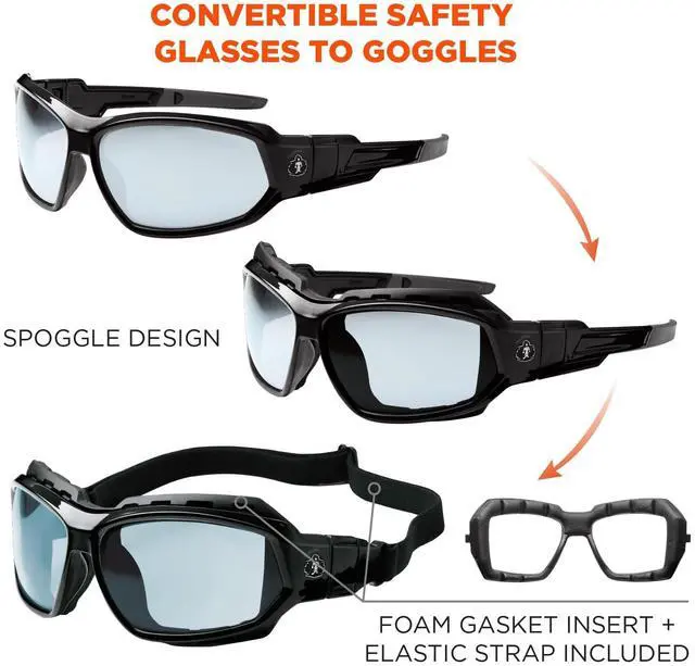 Alt view image 12 of 14 - Ergodyne In/Outdoor Lens Safety Goggles/Glasses Full-Frame BK 56080