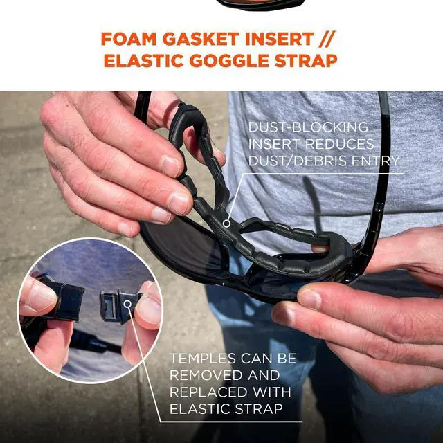 Alt view image 14 of 14 - Ergodyne In/Outdoor Lens Safety Goggles/Glasses Full-Frame BK 56080