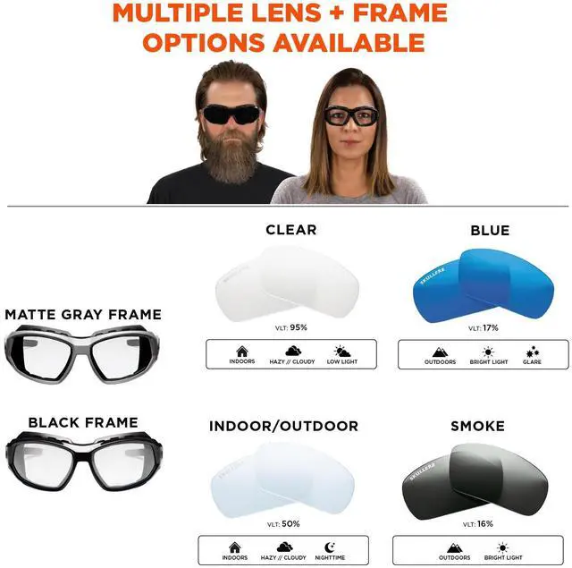 Alt view image 9 of 14 - Ergodyne In/Outdoor Lens Safety Goggles/Glasses Full-Frame BK 56080
