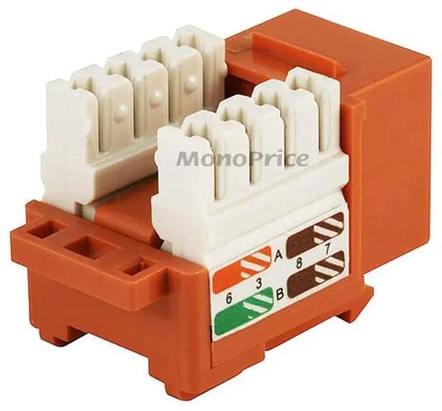 Alt view image 9 of 11 - Monoprice Cat5e Punch Down Keystone Jack for 22-24AWG Solid Wire, Orange