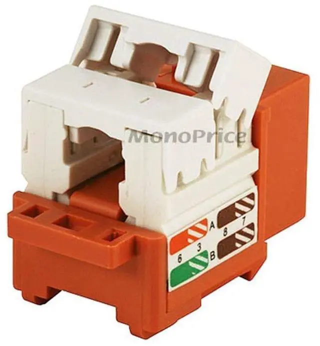 Alt view image 10 of 11 - Monoprice Cat5e Punch Down Keystone Jack for 22-24AWG Solid Wire, Orange