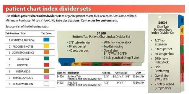 Alt view image 16 of 19 - Tabbies Medical Chart Divider Sets Side Tab 9 x 11 40 Sets/Box 54505