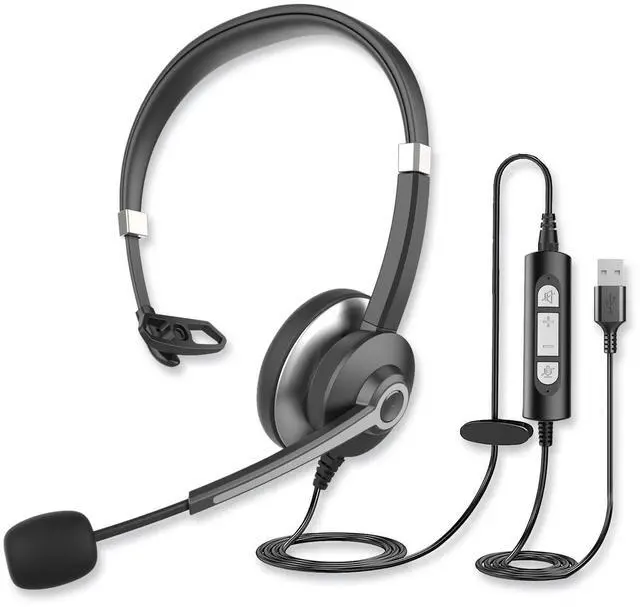 Alt view image 2 of 2 - Innovera IVR70001 Monaural Over The Head Headset Black/Silver