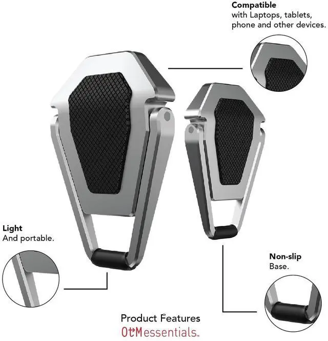 Alt view image 6 of 7 - OTM Essentials 2.77" x 0.6" Aluminum Laptop Kickstand Silver/Black (OB-A2F)