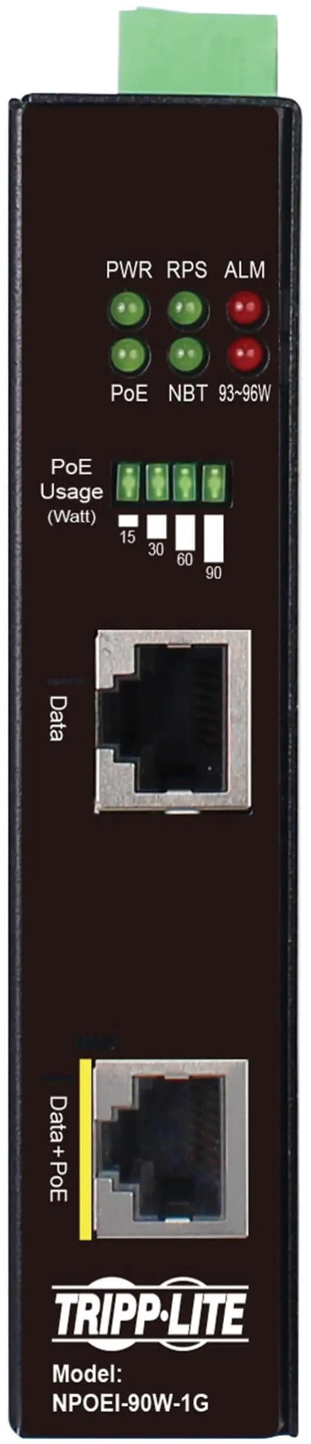 Alt view image 5 of 6 - Tripp Lite Gigabit Ethernet PoE Injector Industrial 90W PoE++ 1-Port NPOEI90W1G