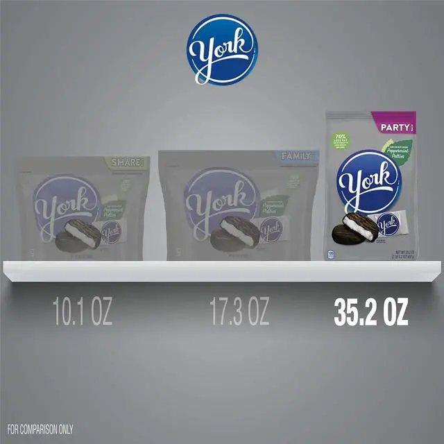 Alt view image 5 of 7 - YORK Dark Chocolate Peppermint Patties,  Candy Party Pack, 35.2 oz