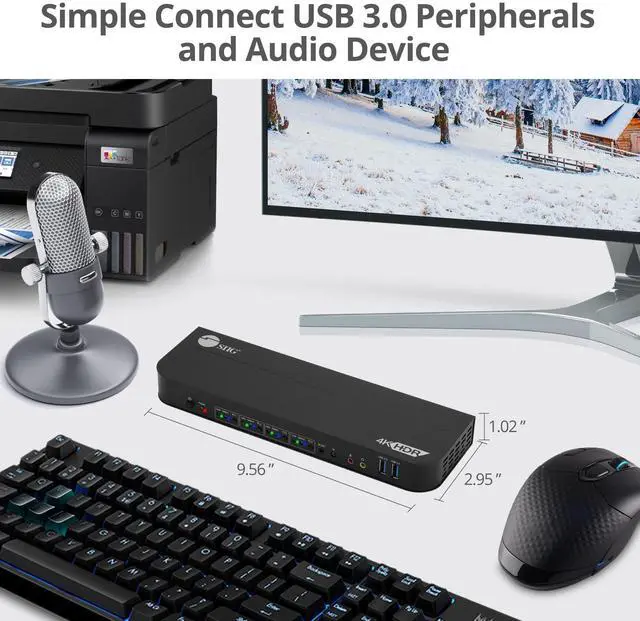 Alt view image 7 of 15 - SIIG 4x1 DisplayPort 4K KVM USB 3.0 Switch with Remote Control