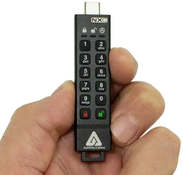 Alt view image 14 of 17 - Apricorn Aegis Secure Key 3 NXC 32GB 256-bit Encrypted FIPS 140-2 Level 3 Validated Secure USB 3.0 Type C Flash Drive, ASK3-NXC-32GB, Black