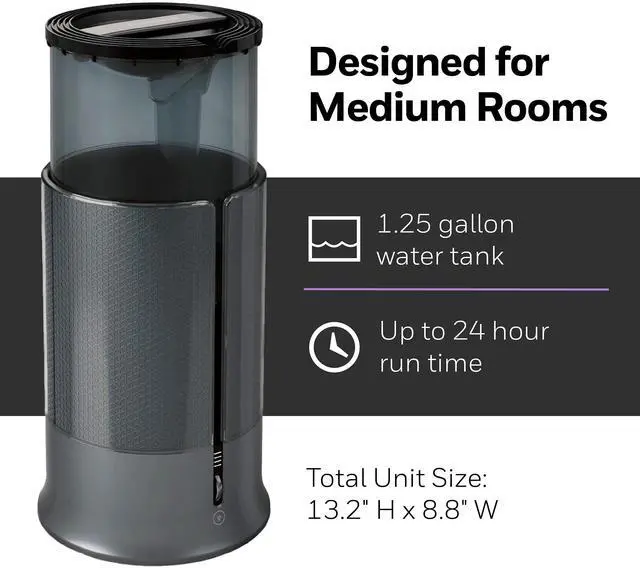 Alt view image 7 of 8 - Honeywell Designer Series Cool Mist 1.25 gal Humidifier, Black HUL430B
