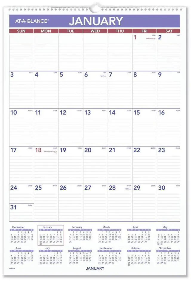 Main image of AT-A-GLANCE® 2026 Erasable Monthly Wall Calendar, Large, 15 1/2" x 22 3/4"