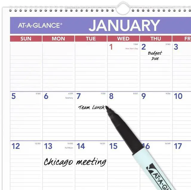 Alt view image 3 of 6 - AT-A-GLANCE® 2026 Erasable Monthly Wall Calendar, Large, 15 1/2" x 22 3/4"