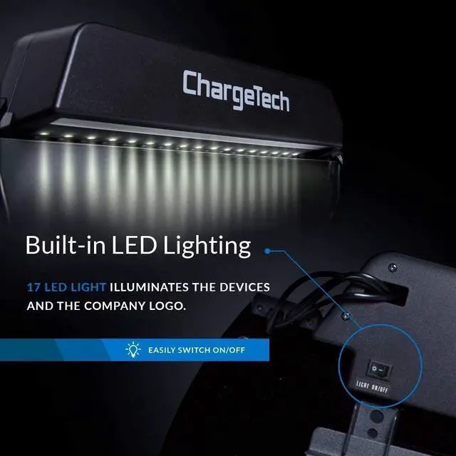 Alt view image 9 of 12 - ChargeTech Power Floor Stand Charging Station, (8) Braided Cables, LED Lighting (S9)